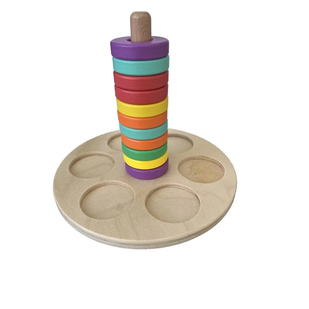 LOVEVERY Wooden Flexible 11 Ring Stacker Babbler Kit 13-15M & Play Guide